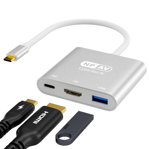 NPAV CyberSec-Ai Type-C to HDTV 3-in-1 Adapter (HDTV 4K | USB 3.0 | Type-C (PD Charging)
